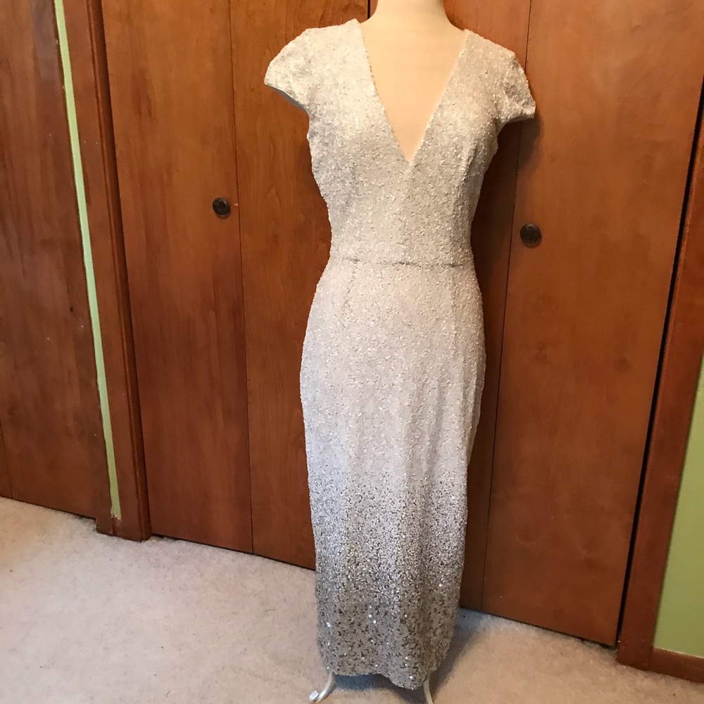 White and ombré silver sequin dress